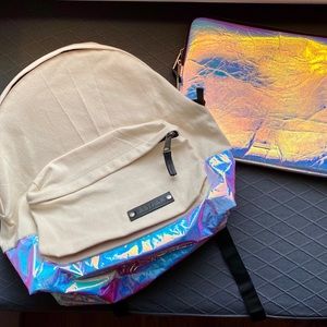 Mini Iridescent Eastpak Backpack with Computer bag